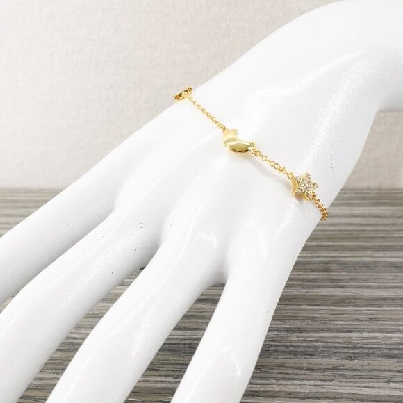 Tory Burch Star Moon Charm Logo Bracelet Gold OS - Picture 8 of 14